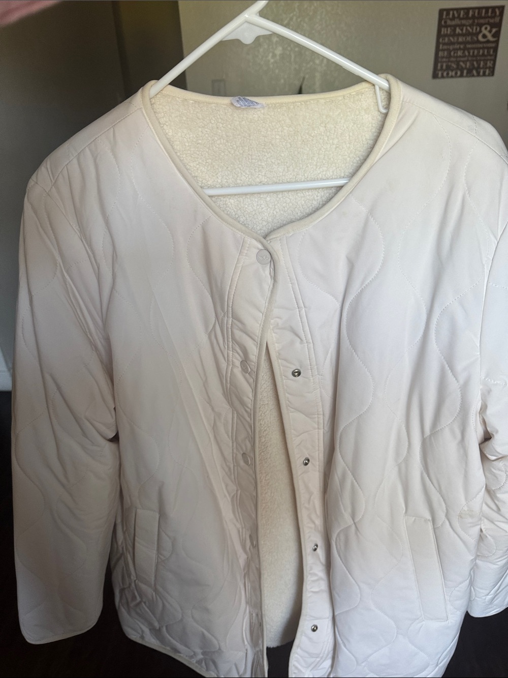 Lugz Women's Cream Quilted Snap-Front Puffer Jacket